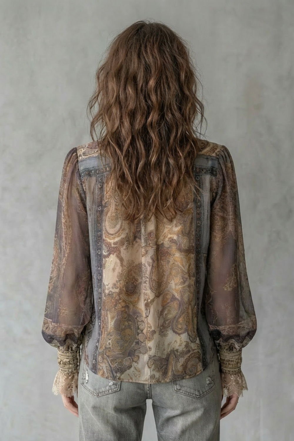 Élorine – Sheer paisley romance – Boho blouse