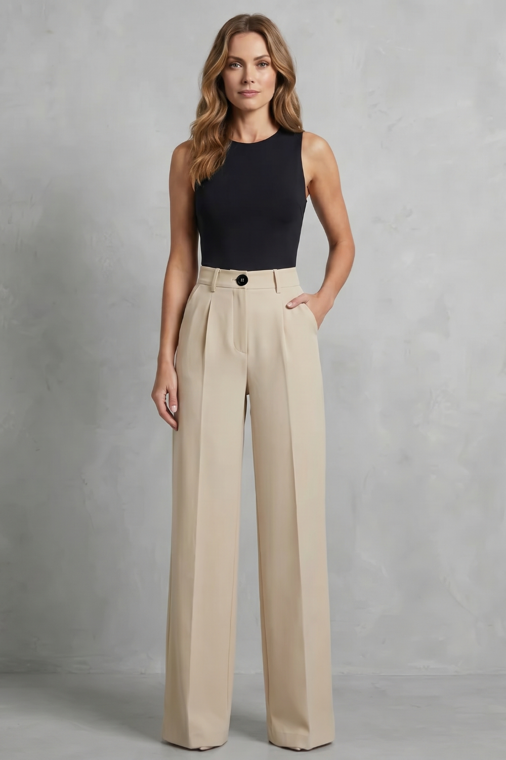 Elozane – Tailored pleats – High-waist wide-leg trousers