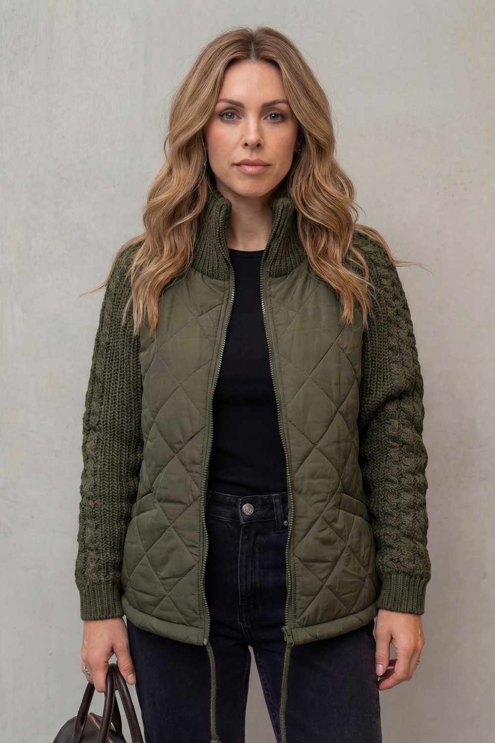 Norcetta – Textured knit detail – Quilted puffer jacket