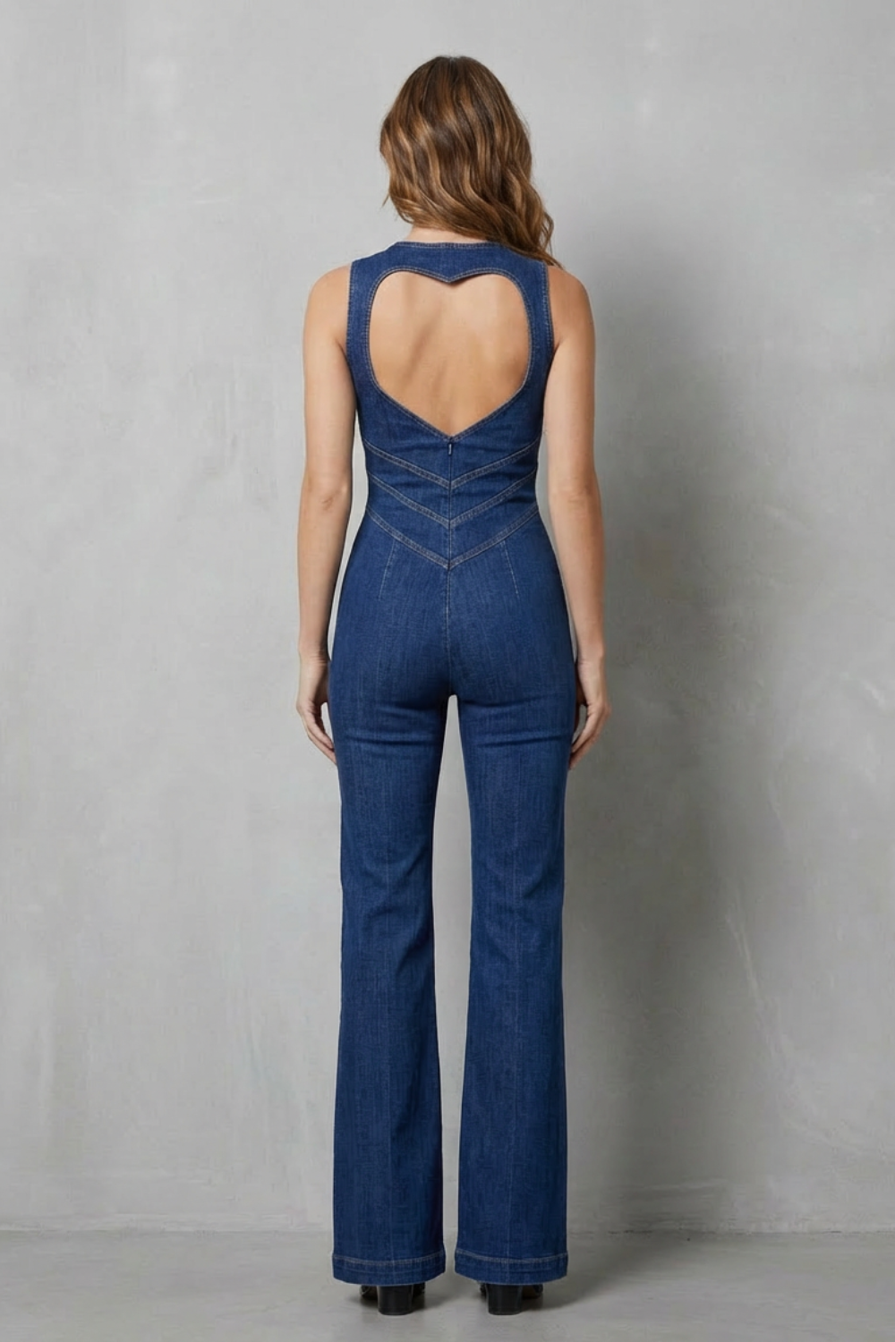 Rivazze – Zip front sculpt – Denim jumpsuit