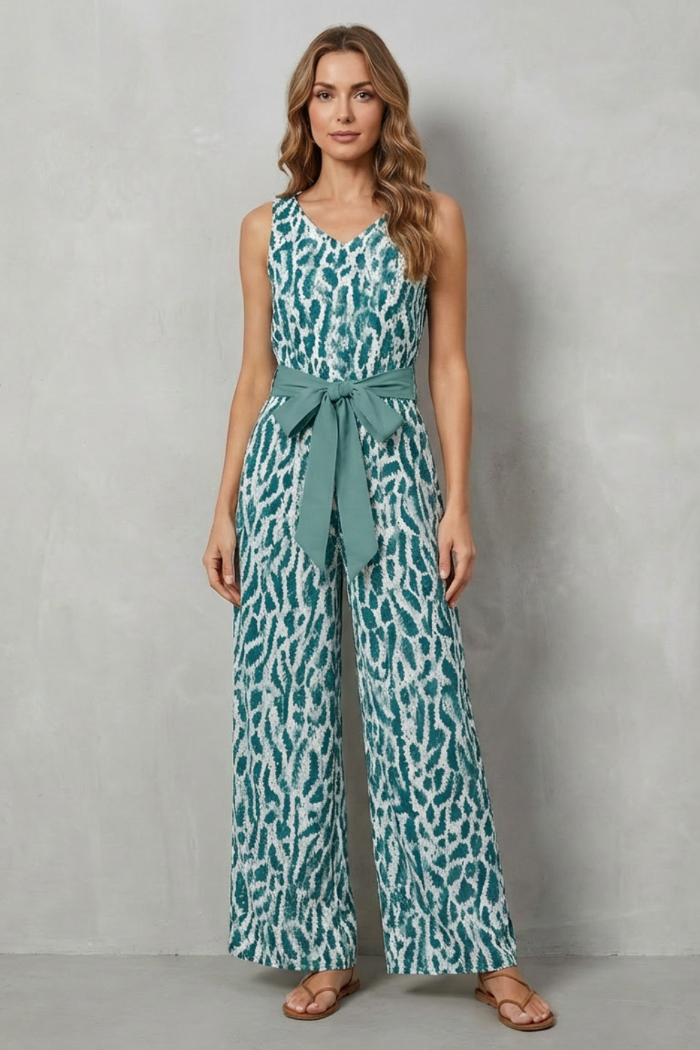 Solanette – Printed tie-waist – Sleeveless jumpsuit