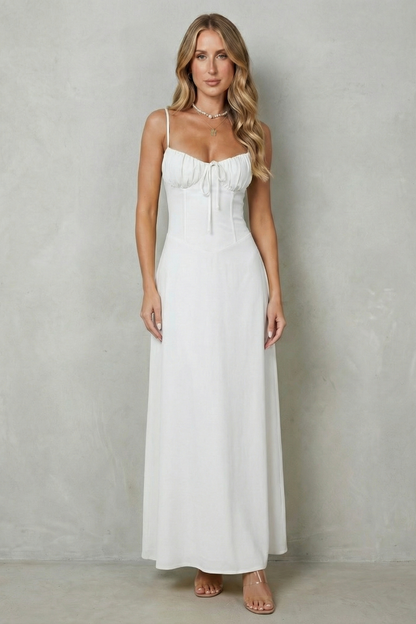 Selena – Soft corset charm – Sleeveless flowing maxi dress