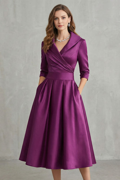Élodianne – Draped collar elegance – Midi dress