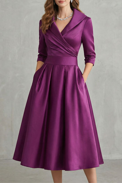 Élodianne – Draped collar elegance – Midi dress