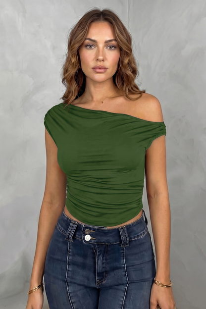 Elovienne – Asymmetric ruched silhouette – One shoulder top
