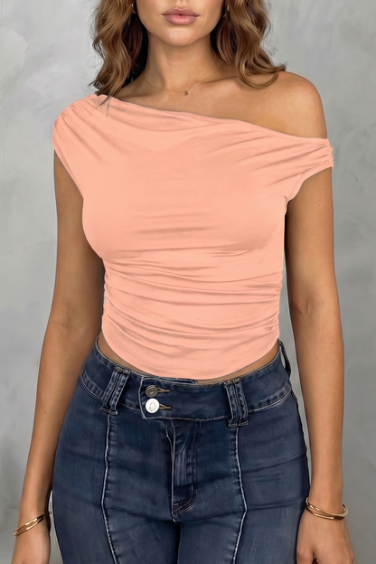Elovienne – Asymmetric ruched silhouette – One shoulder top