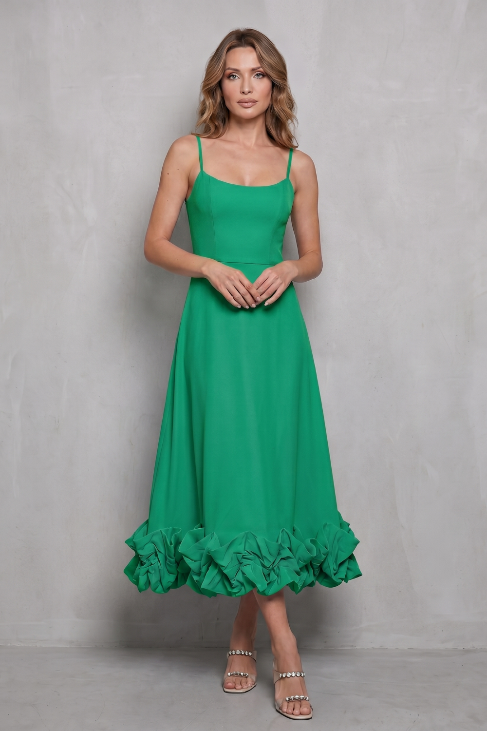 Elowenne – Romantic ruffle hem – Sleeveless midi dress