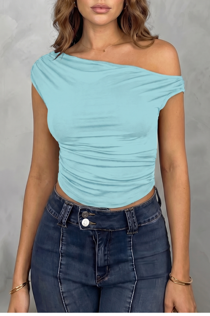 Elovienne – Asymmetric ruched silhouette – One shoulder top