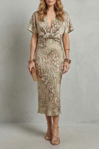 Zarielle – Draped elegance – V neck maxi dress