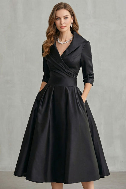Élodianne – Draped collar elegance – Midi dress