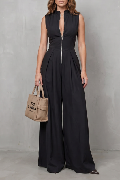 Valerisse – Sculpted zip-front elegance – Wide leg jumpsuit
