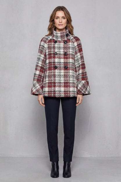 Rosélle – Vintage check flair – Wool cape coat