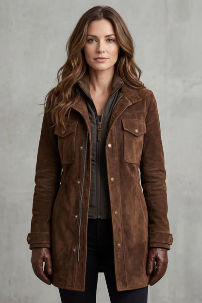 Bellavue – Tailored suede finish – Longline coat