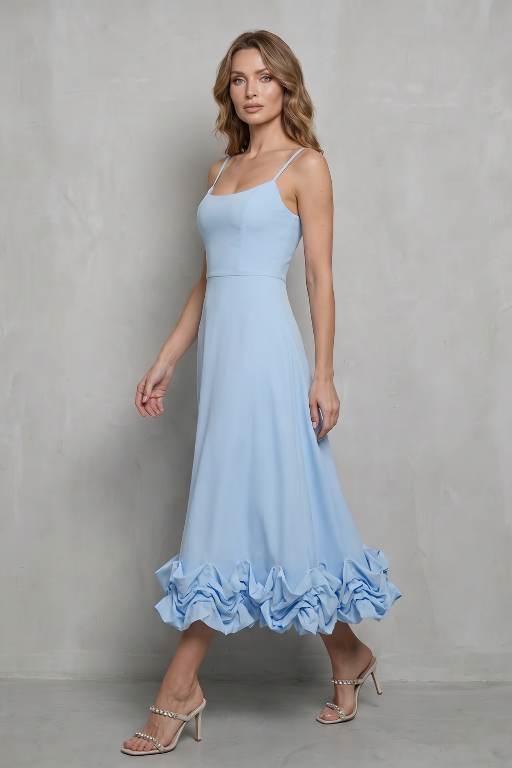 Elowenne – Romantic ruffle hem – Sleeveless midi dress