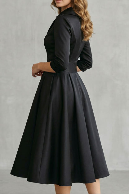 Élodianne – Draped collar elegance – Midi dress