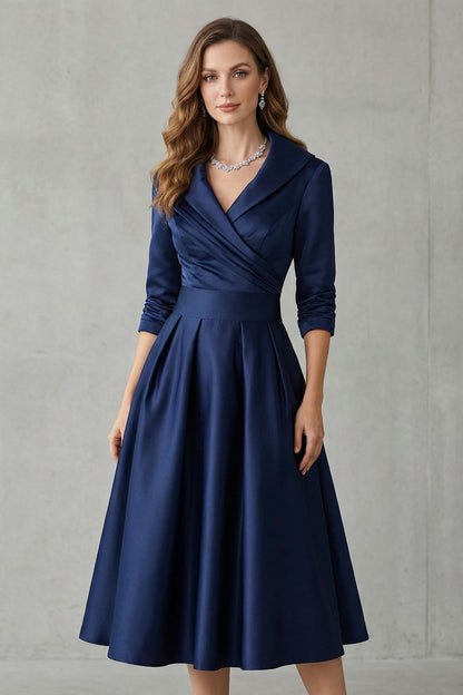 Élodianne – Draped collar elegance – Midi dress
