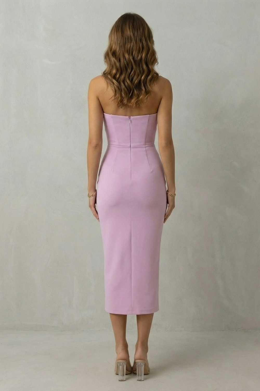 Blair – Timeless sculpted elegance – Draped sleeveless midi dress