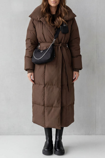 Frescetta – Belted silhouette – Long padded puffer coat