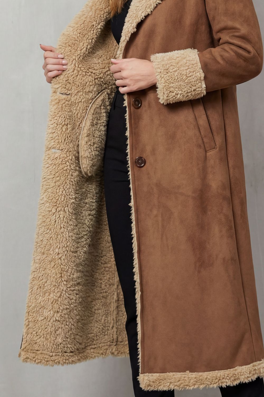 Selvion – Shearling-lined silhouette – Long winter coat