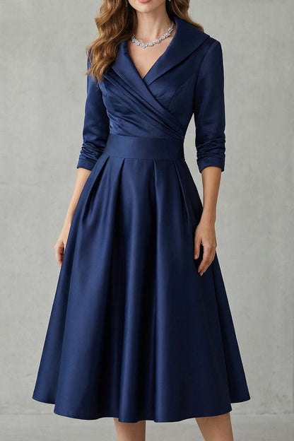 Élodianne – Draped collar elegance – Midi dress