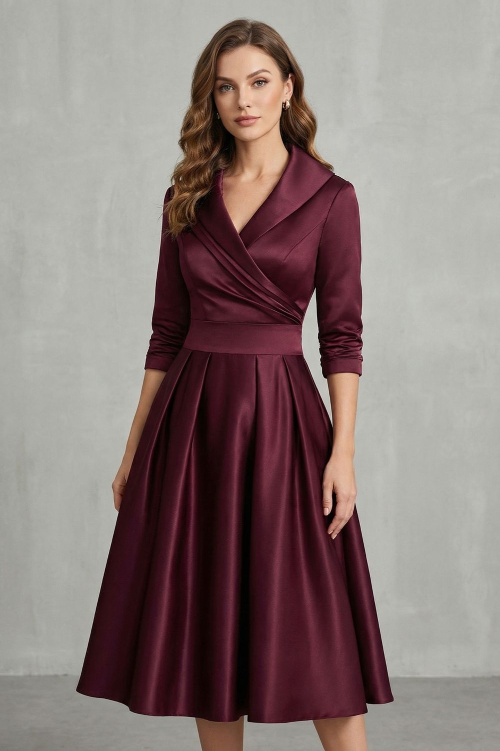 Élodianne – Draped collar elegance – Midi dress