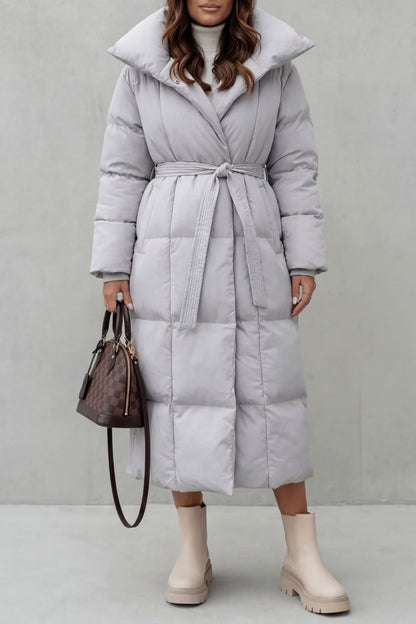 Frescetta – Belted silhouette – Long padded puffer coat