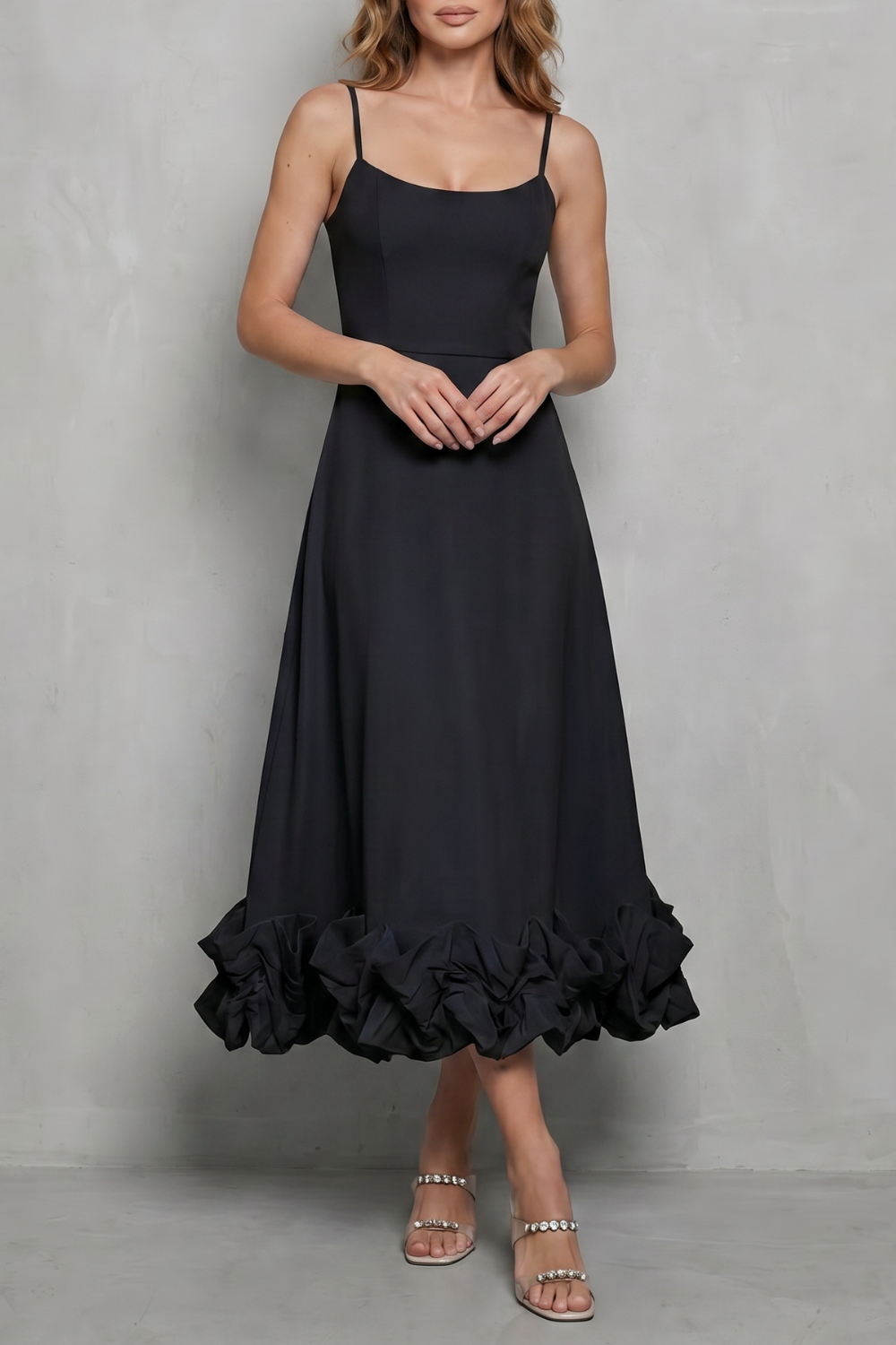 Elowenne – Romantic ruffle hem – Sleeveless midi dress