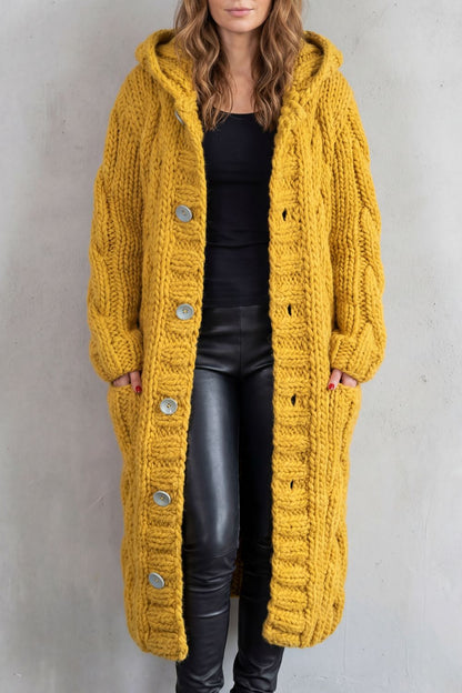 Karinaè – Oversized cable knit – Hooded cardigan coat
