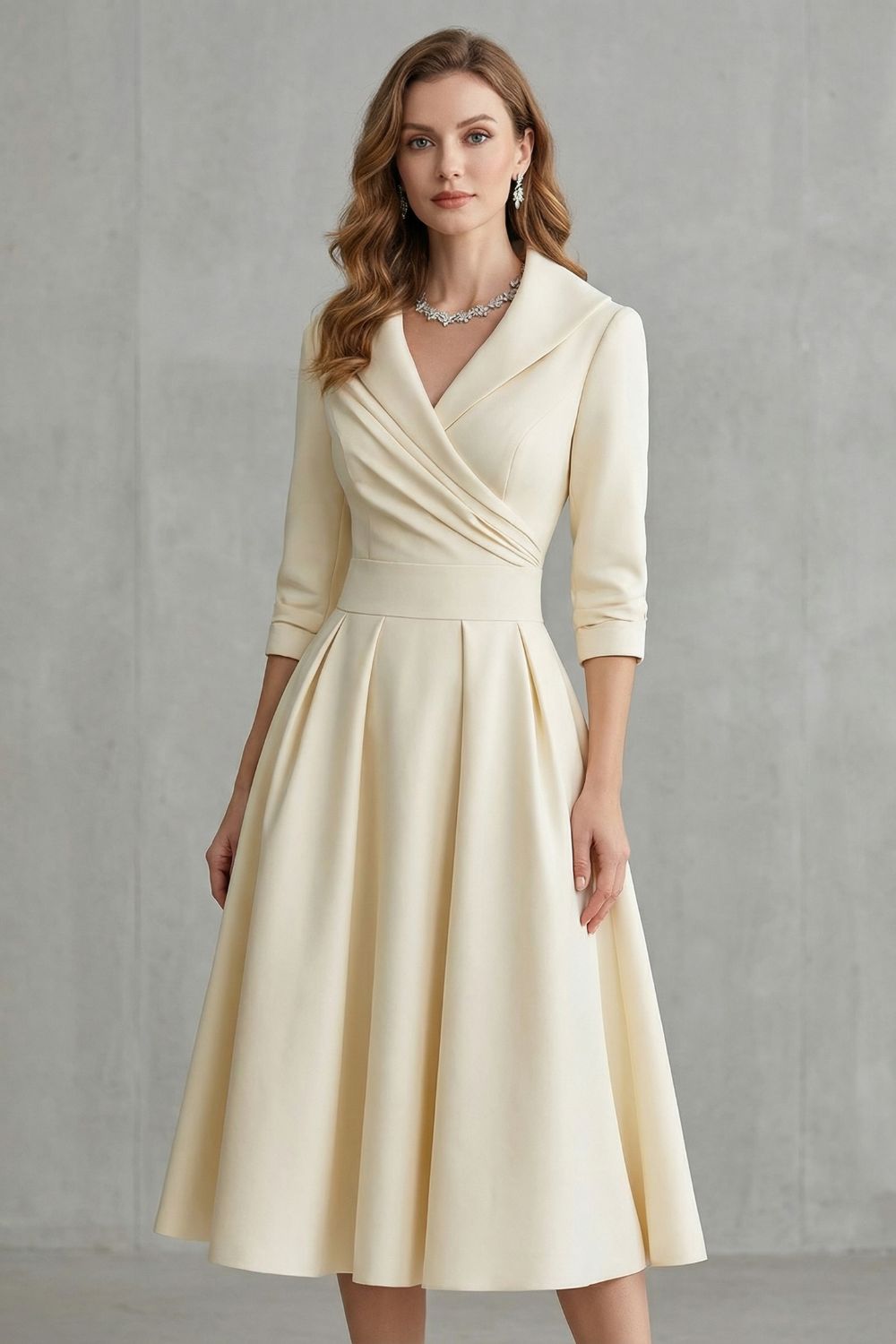 Élodianne – Draped collar elegance – Midi dress