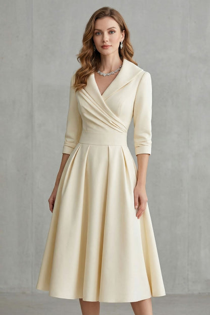 Élodianne – Draped collar elegance – Midi dress