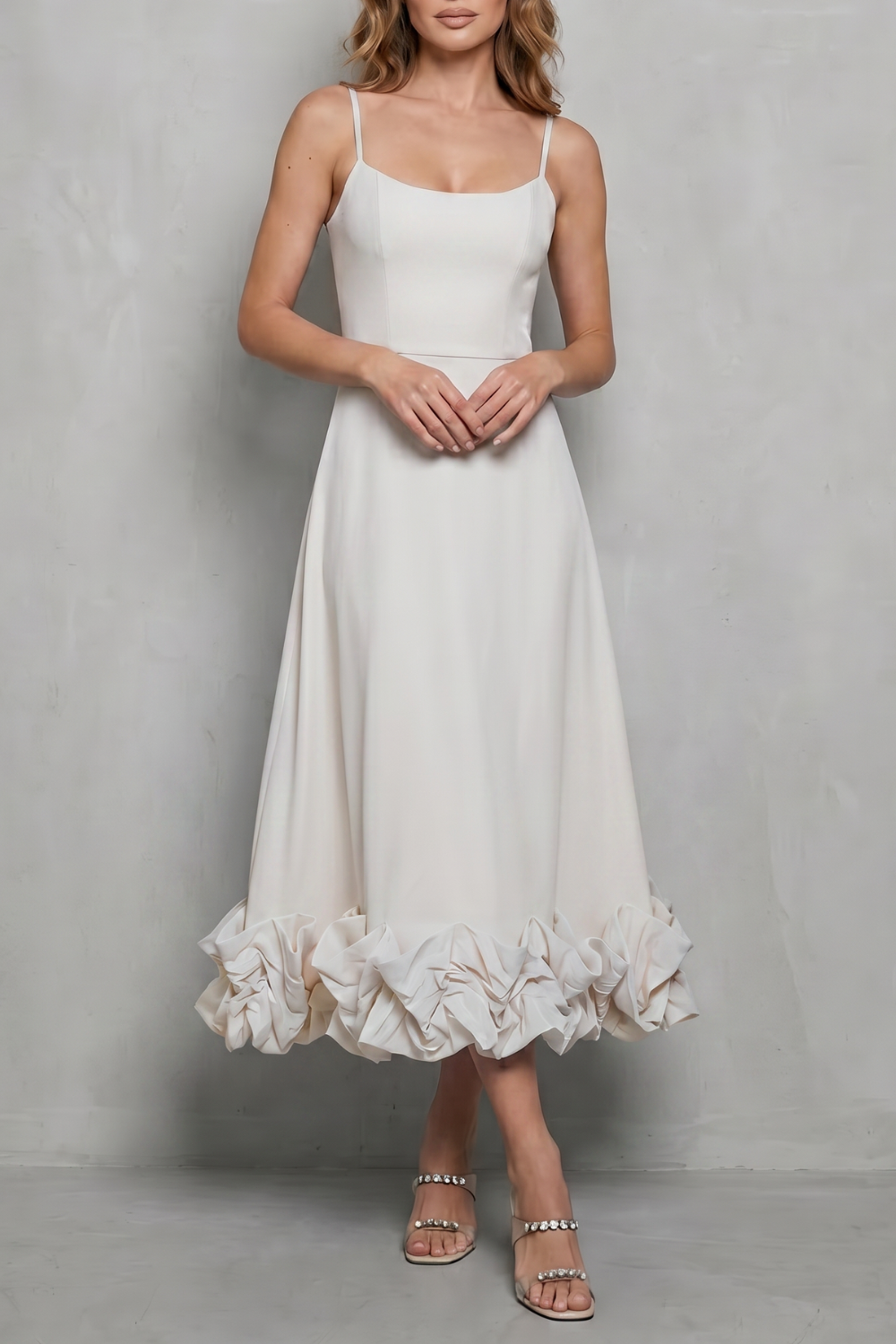 Elowenne – Romantic ruffle hem – Sleeveless midi dress