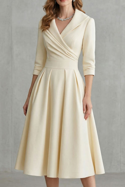 Élodianne – Draped collar elegance – Midi dress