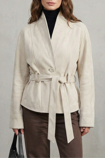 Alette – Cropped Double-Breasted Wool Jacket – French Elegance