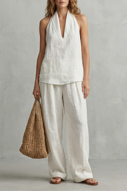 Alvéra – Relaxed linen allure – Top and trouser set
