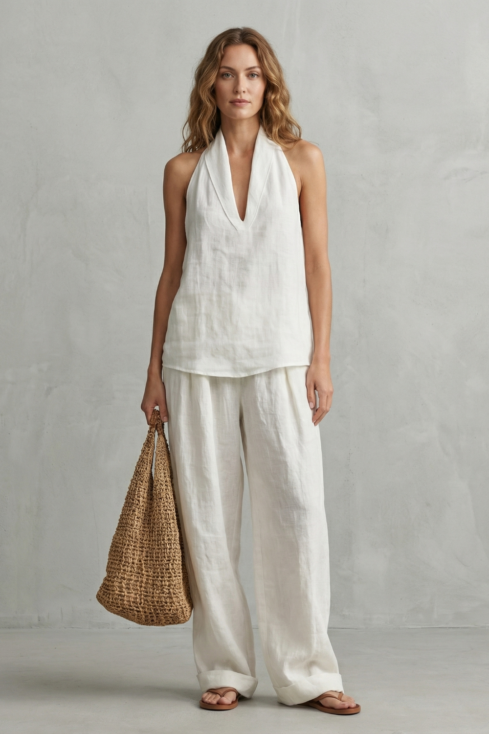 Alvéra – Relaxed linen allure – Top and trouser set