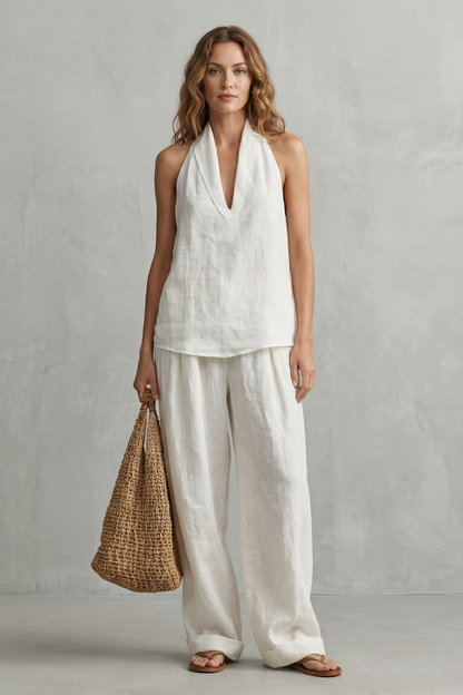 Alvéra – Relaxed linen allure – Top and trouser set