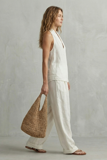 Alvéra – Relaxed linen allure – Top and trouser set