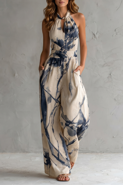 Aquarelle – Artistic ink print – Wide-leg jumpsuit