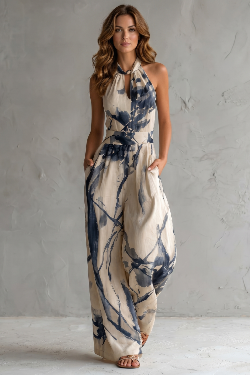 Aquarelle – Artistic ink print – Wide-leg jumpsuit