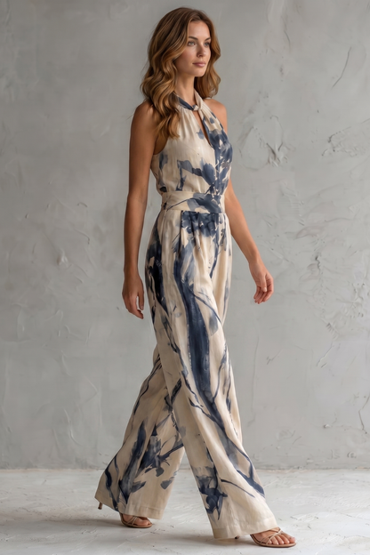 Aquarelle – Artistic ink print – Wide-leg jumpsuit