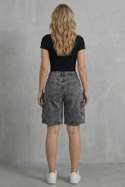 Ardenza – Washed utility style – Denim cargo shorts