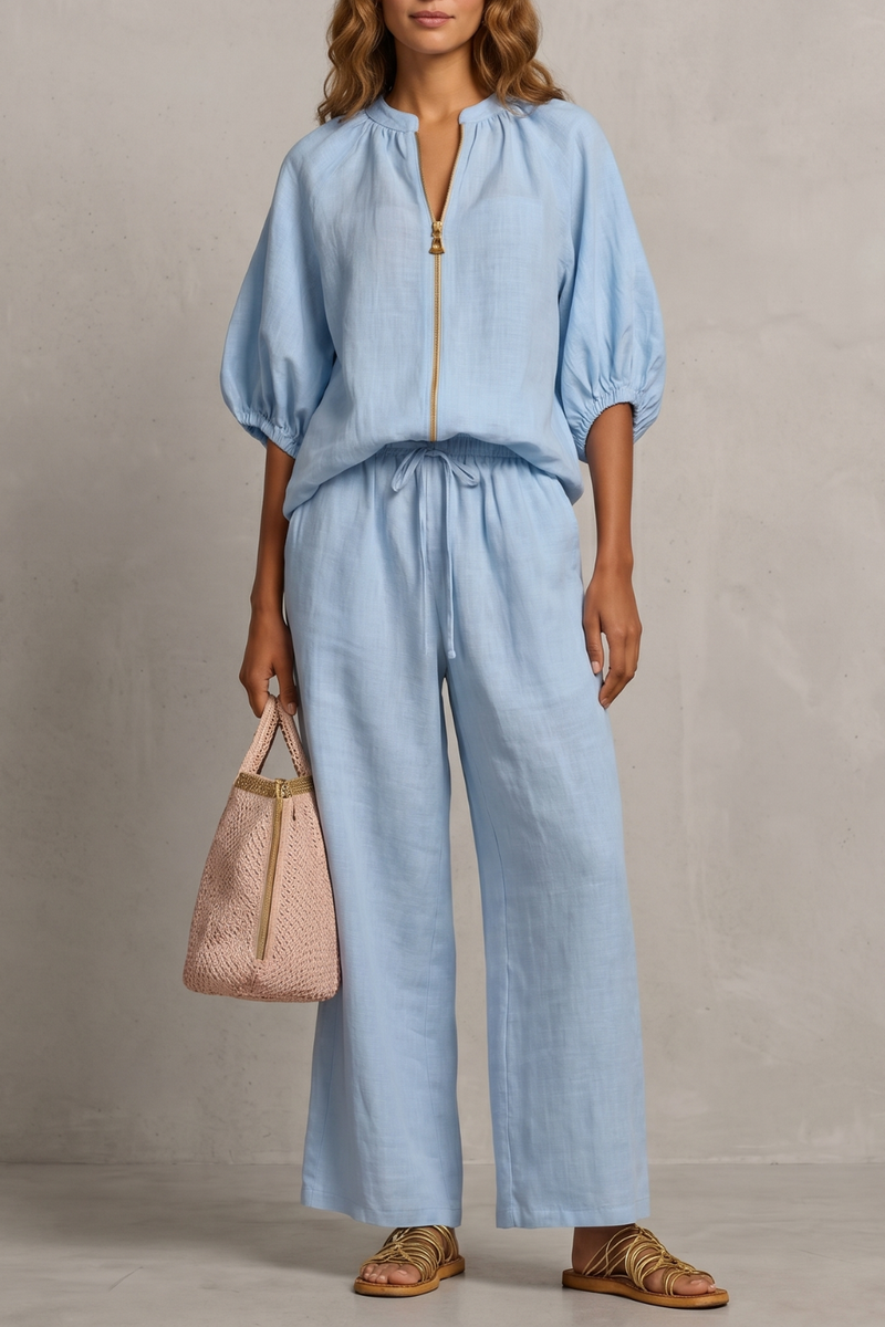 Aurellia – Relaxed zip-front comfort – Trouser set