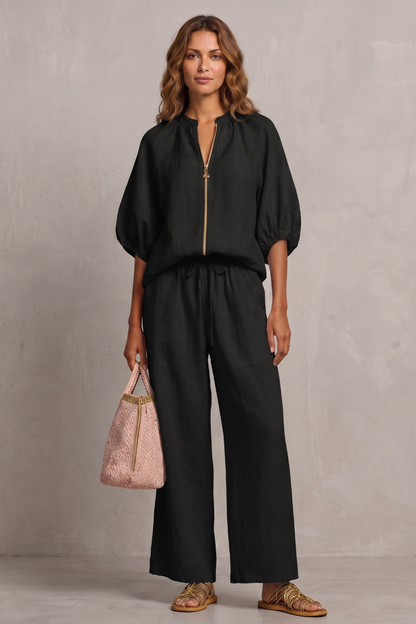 Aurellia – Relaxed zip-front comfort – Trouser set