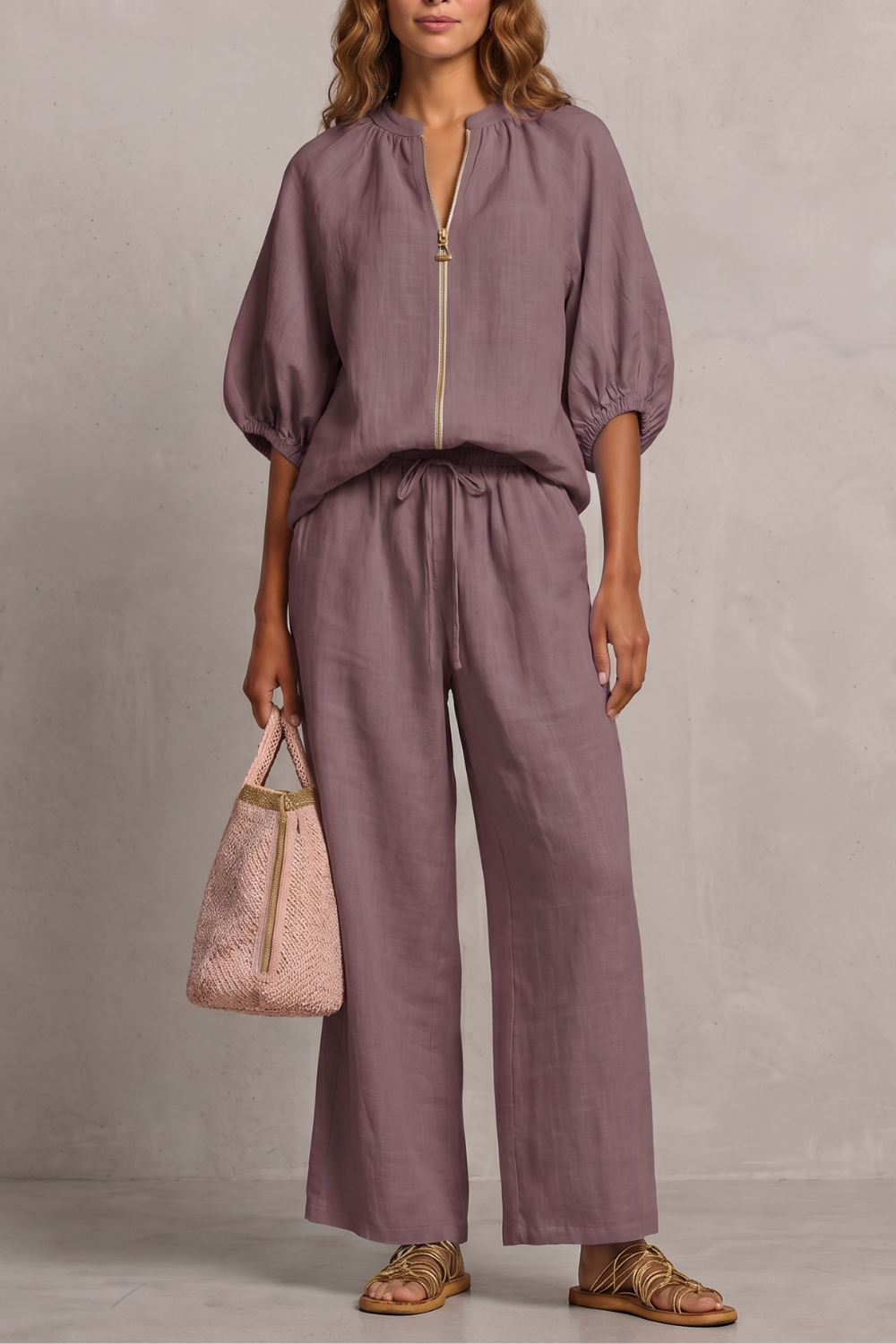 Aurellia – Relaxed zip-front comfort – Trouser set