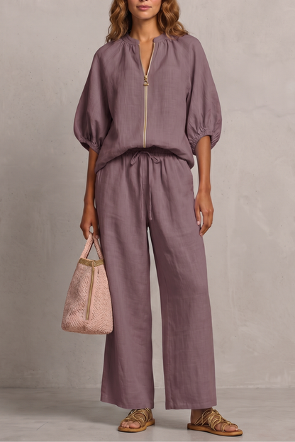 Aurellia – Relaxed zip-front comfort – Trouser set