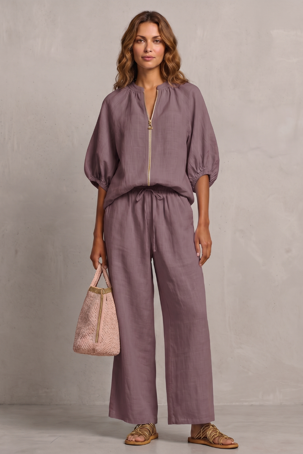 Aurellia – Relaxed zip-front comfort – Trouser set