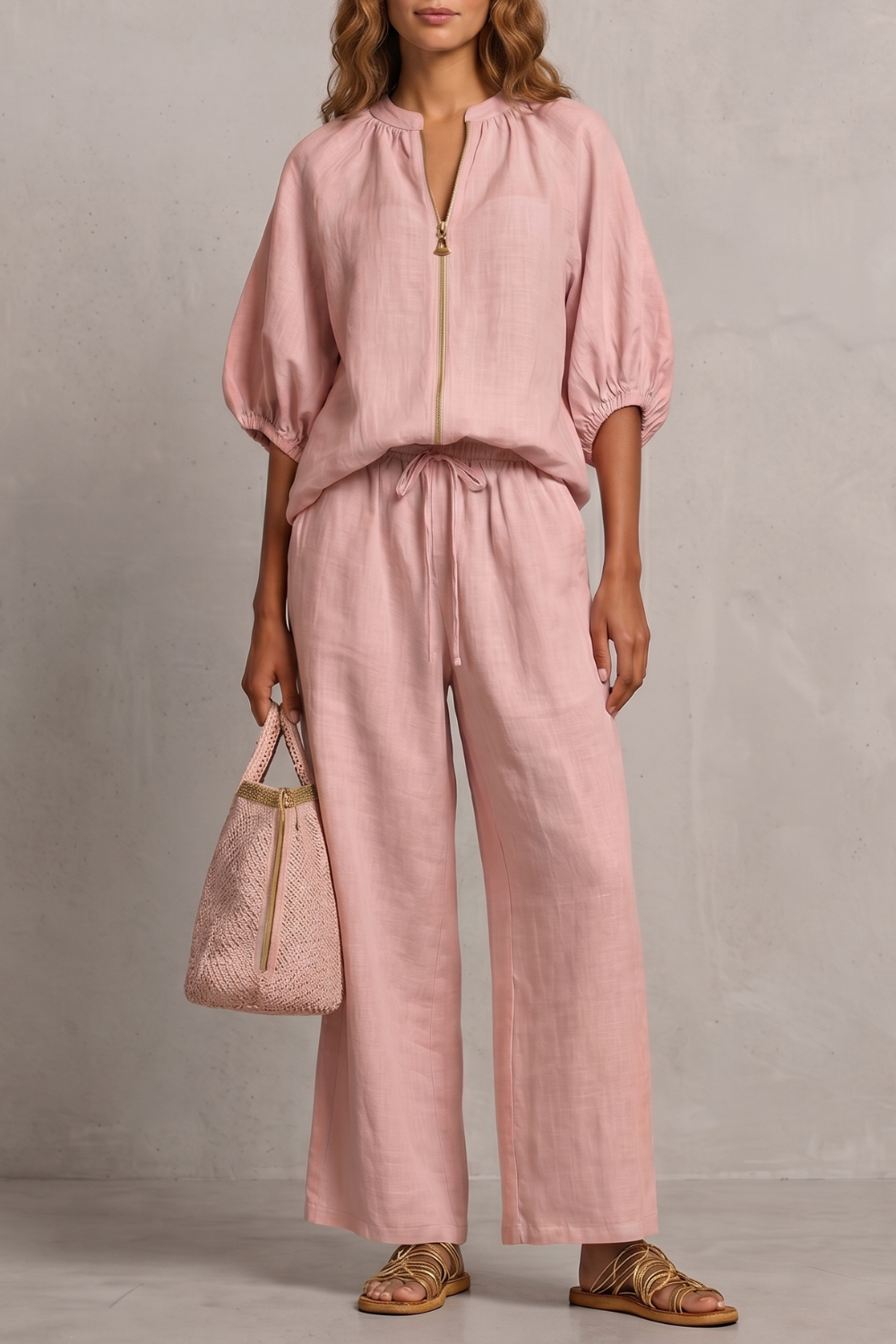 Aurellia – Relaxed zip-front comfort – Trouser set