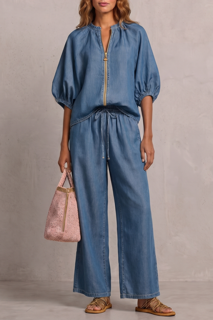Aurellia – Relaxed zip-front comfort – Trouser set