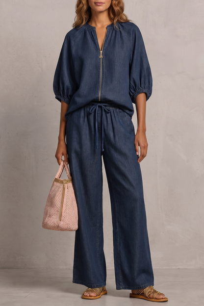 Aurellia – Relaxed zip-front comfort – Trouser set