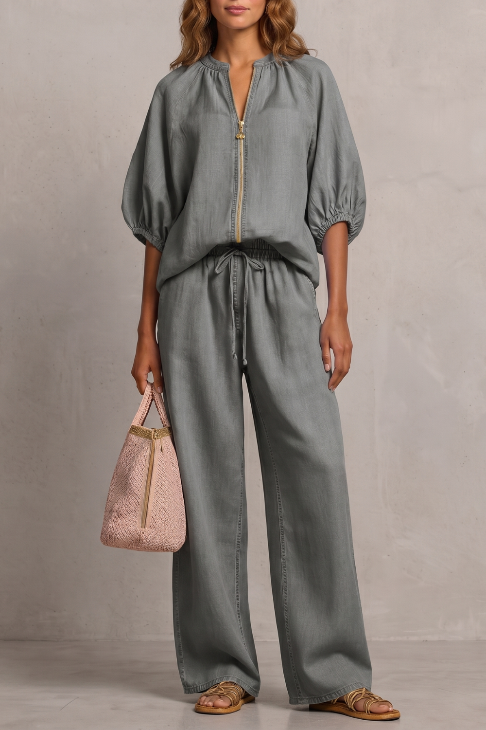 Aurellia – Relaxed zip-front comfort – Trouser set